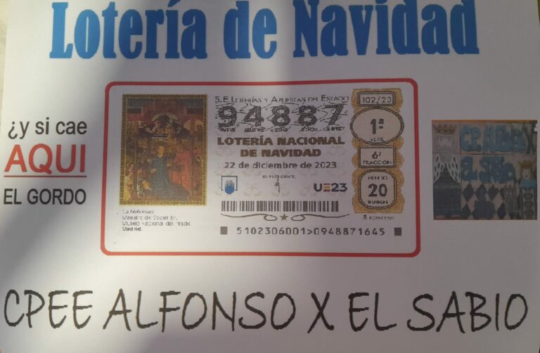 cartel loteria navidad 2023 del AMPA CPEE Alfonso X el sabio de Leganés